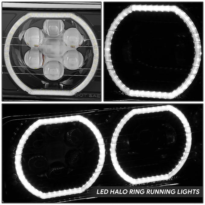 LED Halo Ring DRL Projector Headlights <br> 18-23 Volvo VNL 300 400 740 760 860 VNR 400