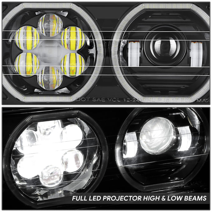 LED Halo Ring DRL Projector Headlights <br> 18-23 Volvo VNL 300 400 740 760 860 VNR 400
