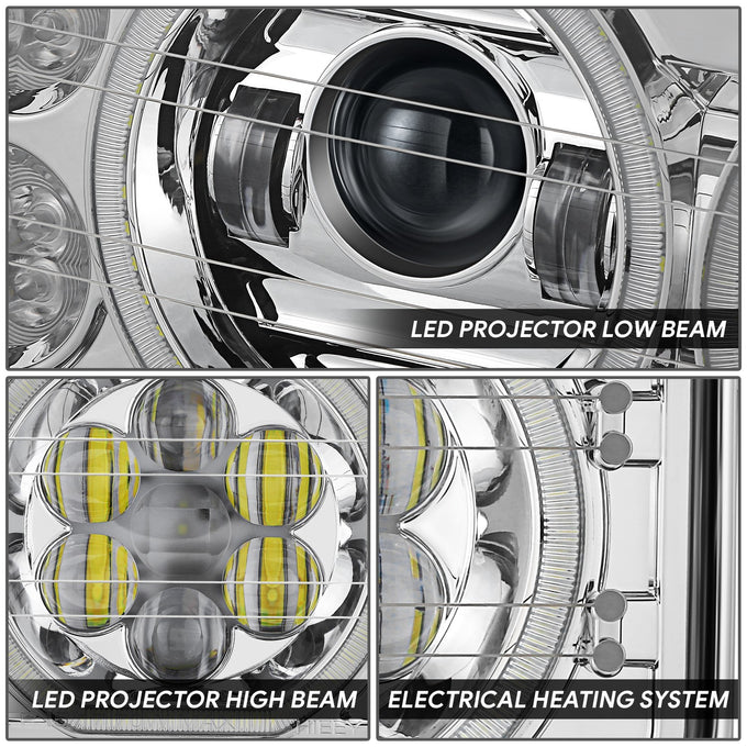 LED Halo Ring DRL Projector Headlights <br> 18-23 Volvo VNL 300 400 740 760 860 VNR 400