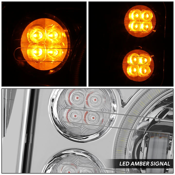 LED Halo Ring DRL Projector Headlights <br> 18-23 Volvo VNL 300 400 740 760 860 VNR 400