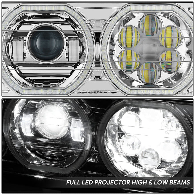 LED Halo Ring DRL Projector Headlights <br> 18-23 Volvo VNL 300 400 740 760 860 VNR 400