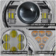 Full LED DRL Halo Ring Dual Projector Headlights <BR>67-87 Peterbilt 359