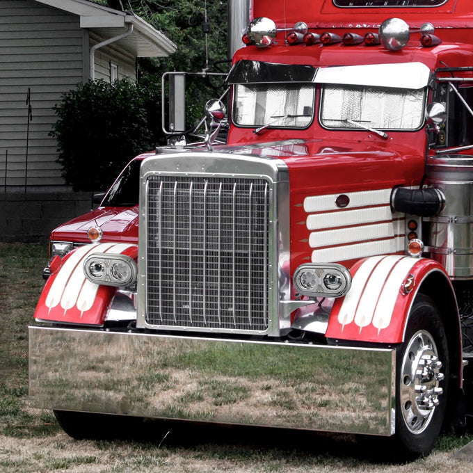 Full LED DRL Halo Ring Dual Projector Headlights <BR>67-87 Peterbilt 359