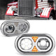 Full LED DRL Halo Ring Dual Projector Headlights <BR>67-87 Peterbilt 359