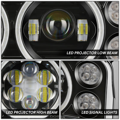 Full LED DRL Projector Headlights w/Mounting <BR>81-88 Peterbilt 359, 87-07 379, 08-21 389
