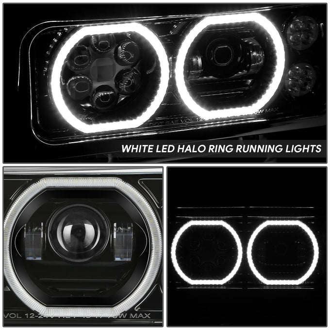 Full LED DRL Projector Headlights w/Mounting <BR>81-88 Peterbilt 359, 87-07 379, 08-21 389
