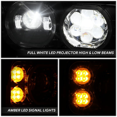 Full LED DRL Projector Headlights w/Mounting <BR>81-88 Peterbilt 359, 87-07 379, 08-21 389