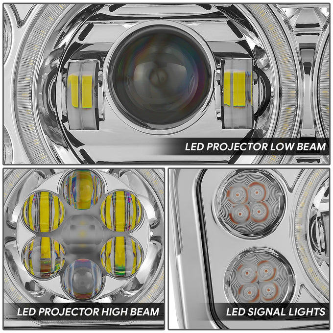 Full LED DRL Projector Headlights w/Mounting <BR>81-88 Peterbilt 359, 87-07 379, 08-21 389