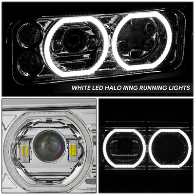 Full LED DRL Projector Headlights w/Mounting <BR>81-88 Peterbilt 359, 87-07 379, 08-21 389