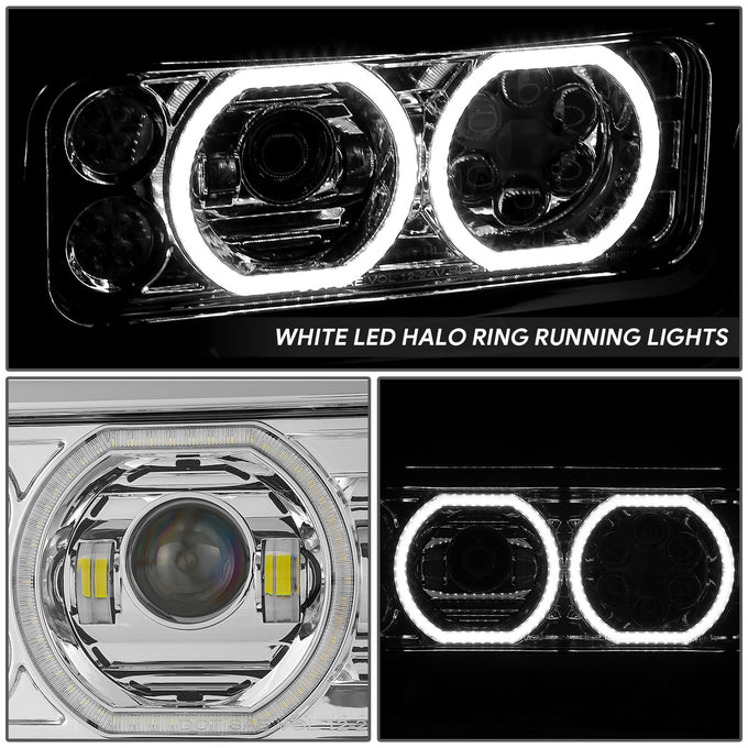Full LED DRL Projector Headlights w/Mounting <BR>81-88 Peterbilt 359, 87-07 379, 08-21 389