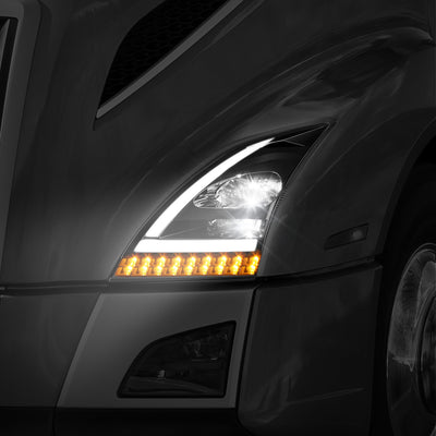 3D LED DRL Sequential Turn Signal Headlights <BR>18-24Volvo VN VNL 300 400 430 630 740 760 860