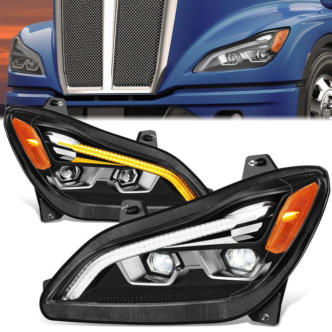 Full LED DRL Switchback Projector Headlights <BR>22-24 Kenworth T680
