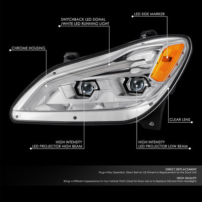 Full LED DRL Switchback Projector Headlights <BR>22-24 Kenworth T680