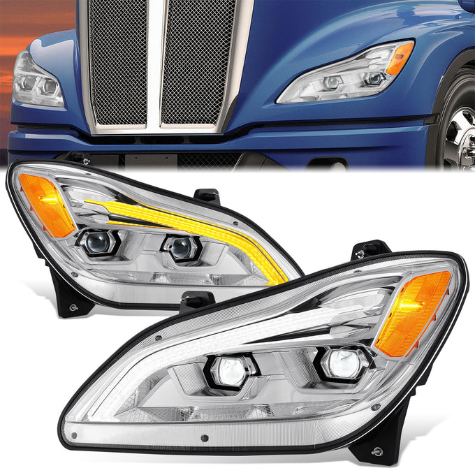 Full LED DRL Switchback Projector Headlights <BR>22-24 Kenworth T680