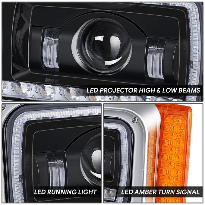 LED DRL Sequential Projector Headlights <br> 81- 21 Peterbilt 359 379 389