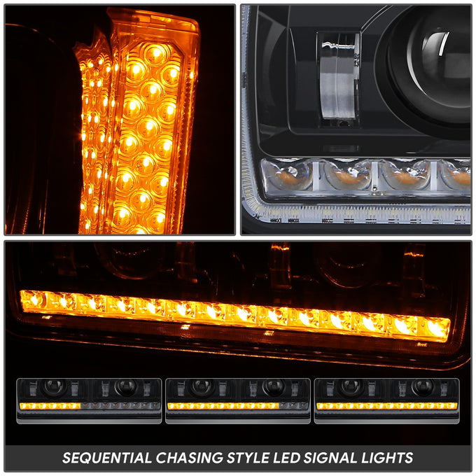 LED DRL Sequential Projector Headlights <br> 81- 21 Peterbilt 359 379 389