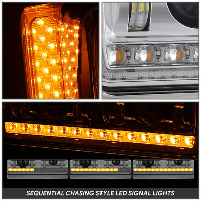 LED DRL Sequential Projector Headlights <br> 81- 21 Peterbilt 359 379 389