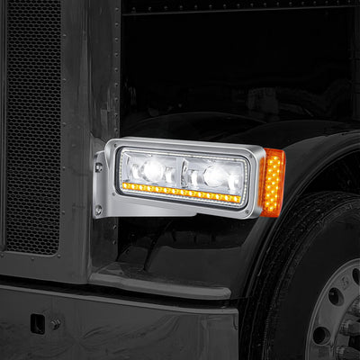 LED DRL Sequential Projector Headlights <br> 81- 21 Peterbilt 359 379 389