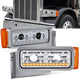 LED DRL Sequential Projector Headlights <br> 81- 21 Peterbilt 359 379 389