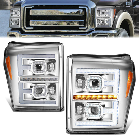 F-LED DRL Sequential Projector Headlights <br>11-16 Ford F-250 F-350 F-450 F-550 Super Duty