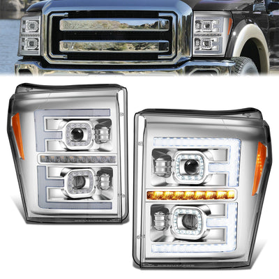 F-LED DRL Sequential Projector Headlights <br>11-16 Ford F-250 F-350 F-450 F-550 Super Duty