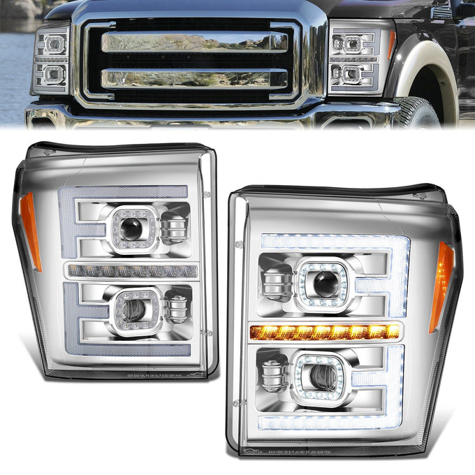F-LED DRL Sequential Projector Headlights <br>11-16 Ford F-250 F-350 F-450 F-550 Super Duty