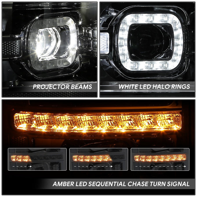 F-LED DRL Sequential Projector Headlights <br>11-16 Ford F-250 F-350 F-450 F-550 Super Duty