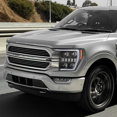 3D LED DRL Sequential Projector Headlights <br> 21-23 Ford F-150