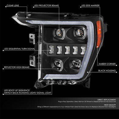 3D LED DRL Sequential Projector Headlights <br> 21-23 Ford F-150