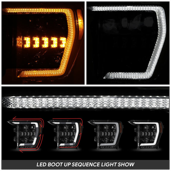 3D LED DRL Sequential Projector Headlights <br> 21-23 Ford F-150