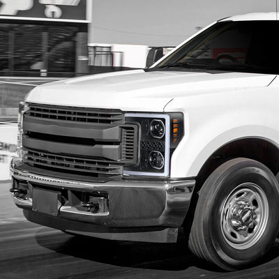 3D LED DRL Sequential Projector Headlights <br> 17-19 Ford F-250 F-350 F-450 Super Duty