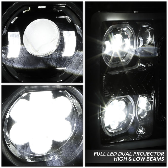 3D LED DRL Sequential Projector Headlights <br> 17-19 Ford F-250 F-350 F-450 Super Duty
