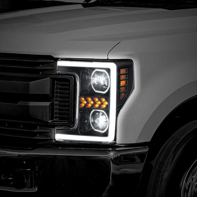 3D LED DRL Sequential Projector Headlights <br> 17-19 Ford F-250 F-350 F-450 Super Duty