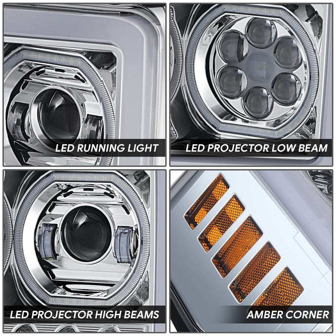 3D LED DRL Sequential Projector Headlights <br> 17-19 Ford F-250 F-350 F-450 Super Duty