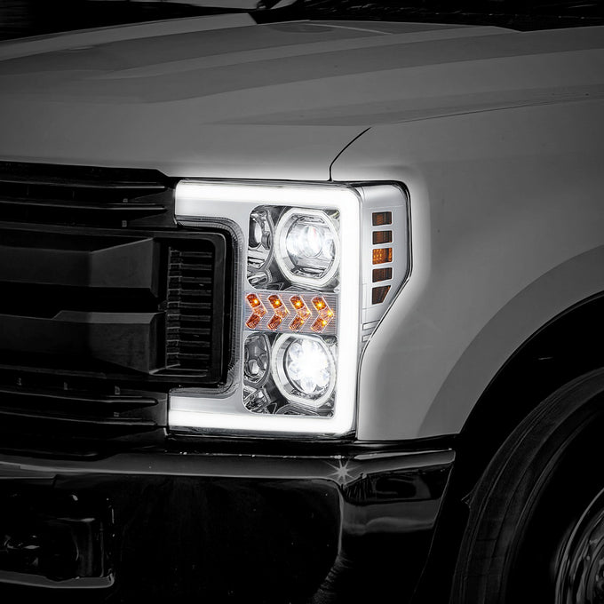 3D LED DRL Sequential Projector Headlights <br> 17-19 Ford F-250 F-350 F-450 Super Duty