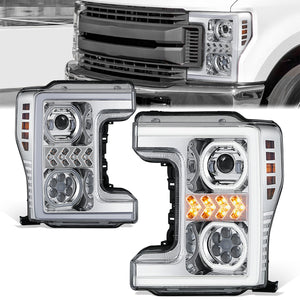 3D LED DRL Sequential Projector Headlights17-19 Ford F-250 F-350 F-450 Super Duty