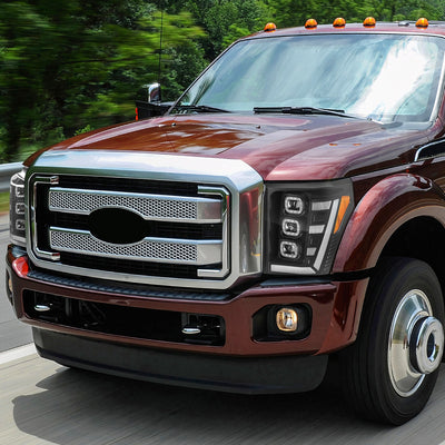 3D LED DRL Sequential Projector Headlights <br> 11-16 Ford F-250 F-350 F-450 Super Duty