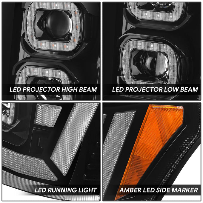 3D LED DRL Sequential Projector Headlights <br> 11-16 Ford F-250 F-350 F-450 Super Duty