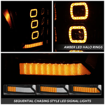 3D LED DRL Sequential Projector Headlights <br> 11-16 Ford F-250 F-350 F-450 Super Duty