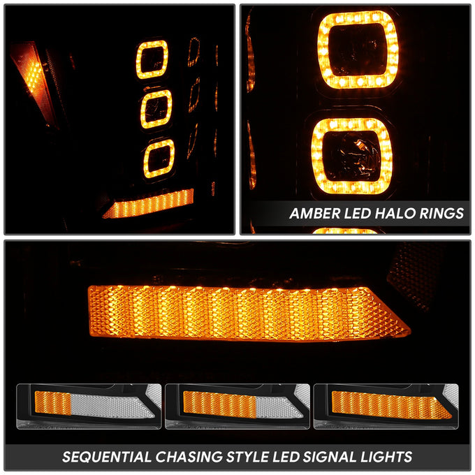 3D LED DRL Sequential Projector Headlights <br> 11-16 Ford F-250 F-350 F-450 Super Duty