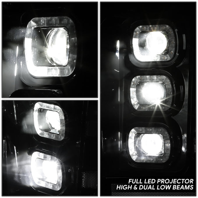 3D LED DRL Sequential Projector Headlights <br> 11-16 Ford F-250 F-350 F-450 Super Duty