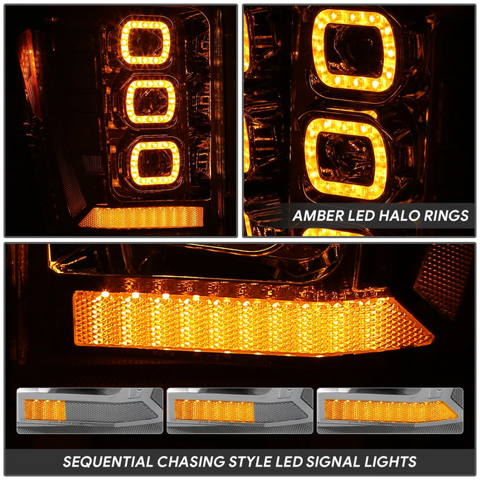 3D LED DRL Sequential Projector Headlights <br> 11-16 Ford F-250 F-350 F-450 Super Duty