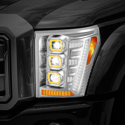 3D LED DRL Sequential Projector Headlights <br> 11-16 Ford F-250 F-350 F-450 Super Duty
