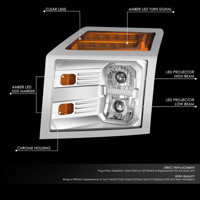Full LED DRL Projector Headlights <br>18-25 Mack Anthem