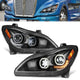 LED DRL Halo Ring Projector Headlighs Black <br>22-25 Kenworth T680 Next Gen