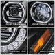 LED DRL Halo Ring Projector Headlighs Black <br>22-25 Kenworth T680 Next Gen