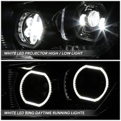 LED DRL Halo Ring Projector Headlighs Black <br>22-25 Kenworth T680 Next Gen