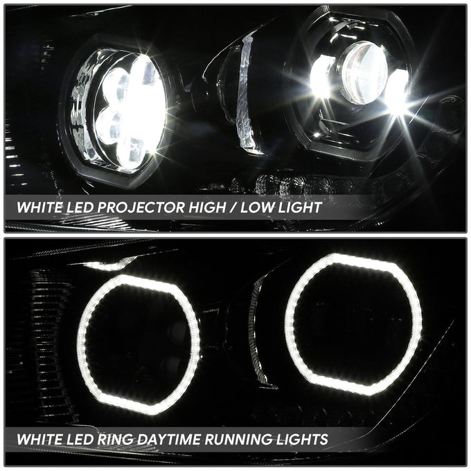 LED DRL Halo Ring Projector Headlighs Black <br>22-25 Kenworth T680 Next Gen