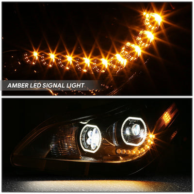 LED DRL Halo Ring Projector Headlighs Black <br>22-25 Kenworth T680 Next Gen