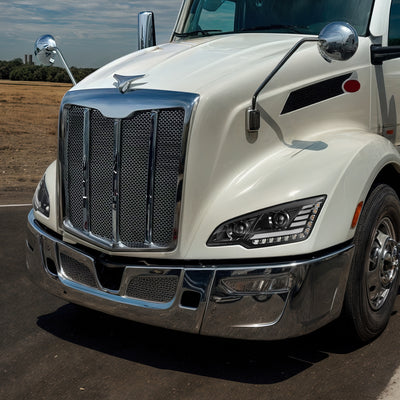 LED DRL Switchback Sequential Projector Headlights <br> 13-20 Peterbilt 579, 11-18 587